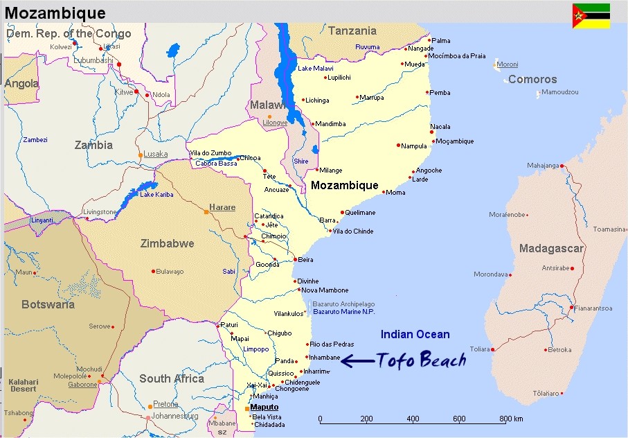 Map of Mozambique MaputoTofo